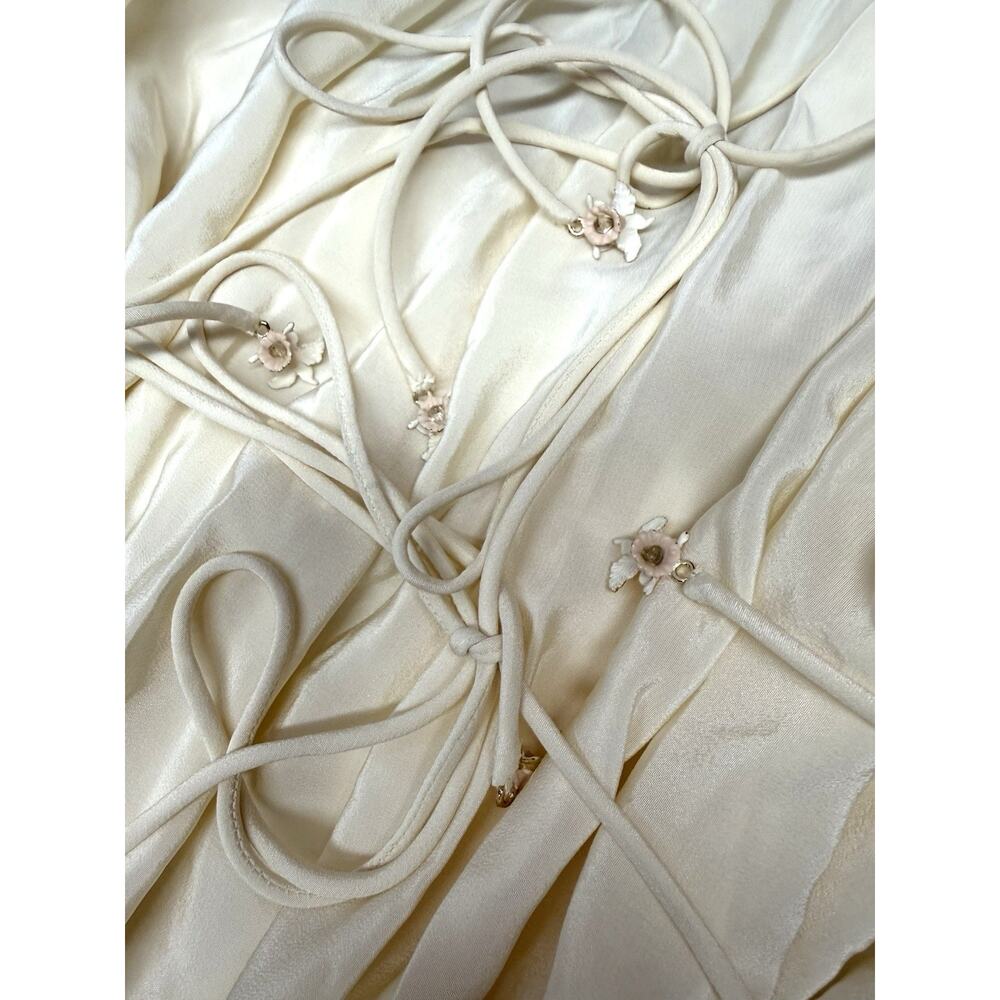 NWT Zimmermann Halter Neck 100% Silk Cream Midi Dress Size 3 US 10 - Picture 9 of 12
